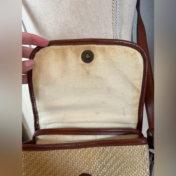 Vintage Hereu leather and raffia crossbody purse - Picture 5 of 10